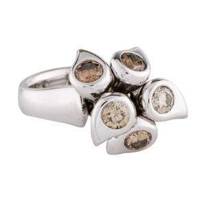 Tamara Comolli 18 Carat White Gold Movable Snowflake Colored Diamonds Ring SZ 5